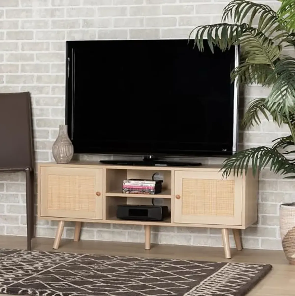 Baxton Studio Sebille TV Stands, Light Brown