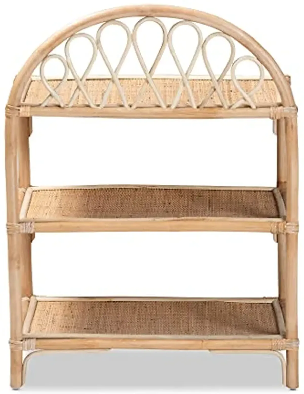 Baxton Studio Redell Rattan Display Shelf, Natural Brown