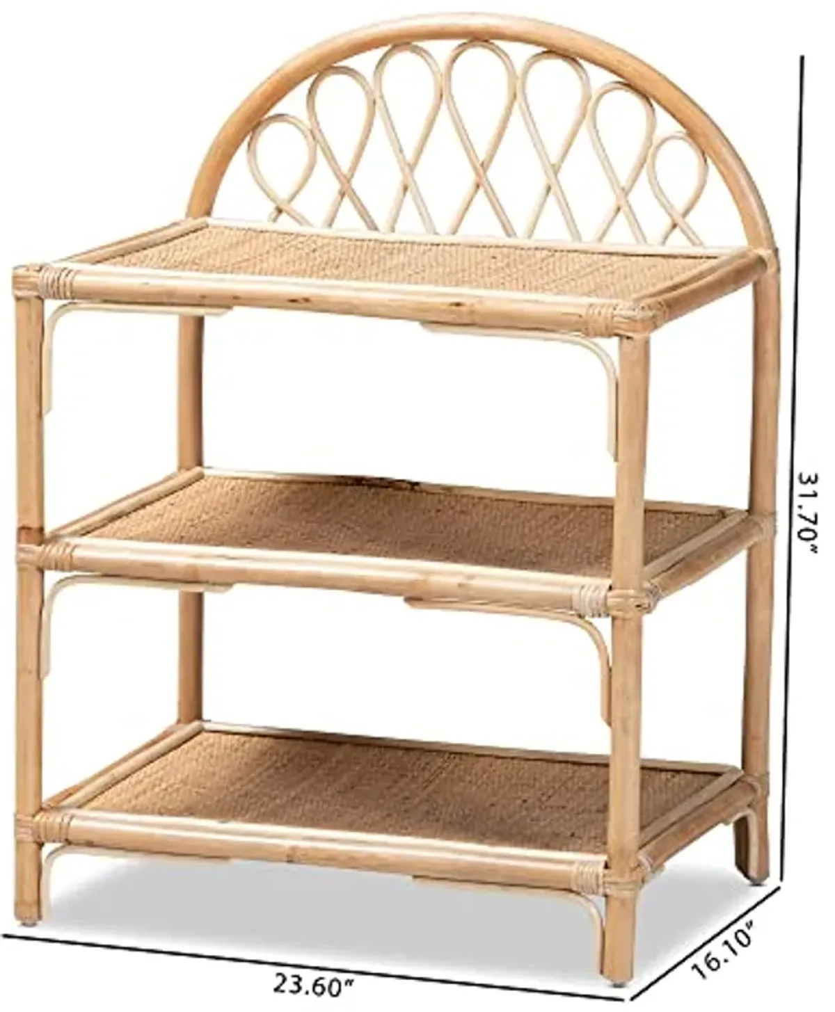 Baxton Studio Redell Rattan Display Shelf, Natural Brown