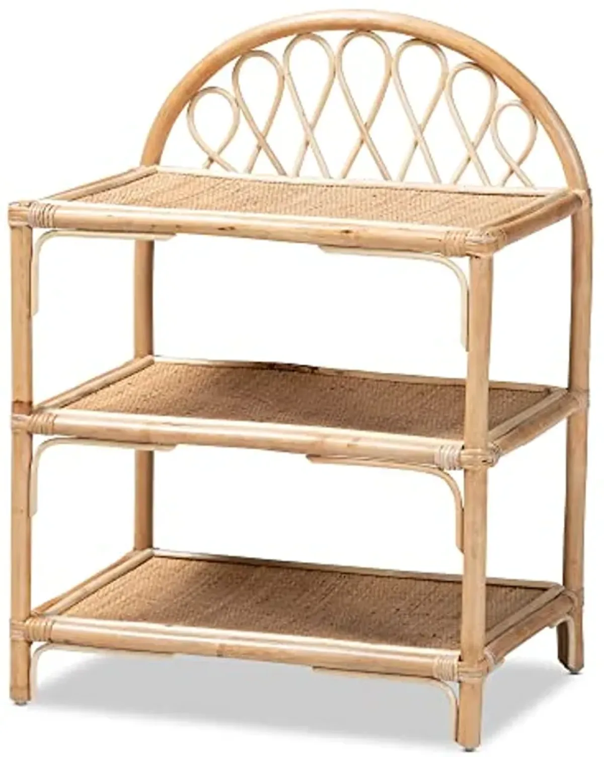 Baxton Studio Redell Rattan Display Shelf, Natural Brown