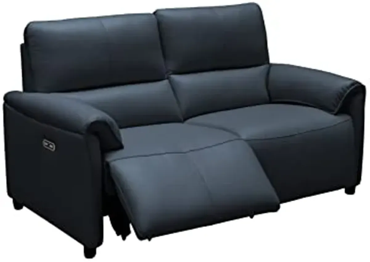 Abbyson Living Tamara Leather Power Reclining Loveseat with Power Headrests, Blue