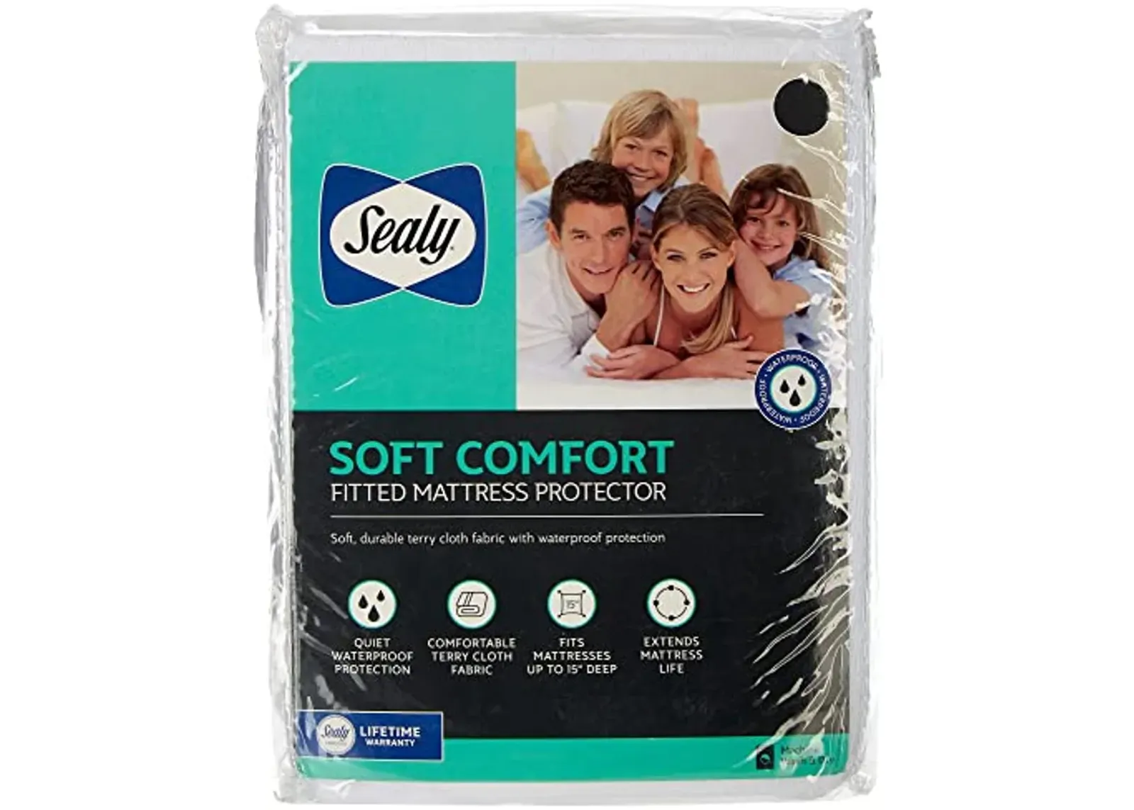 SEALY Soft Comfort Fitted Mattress Protector King White