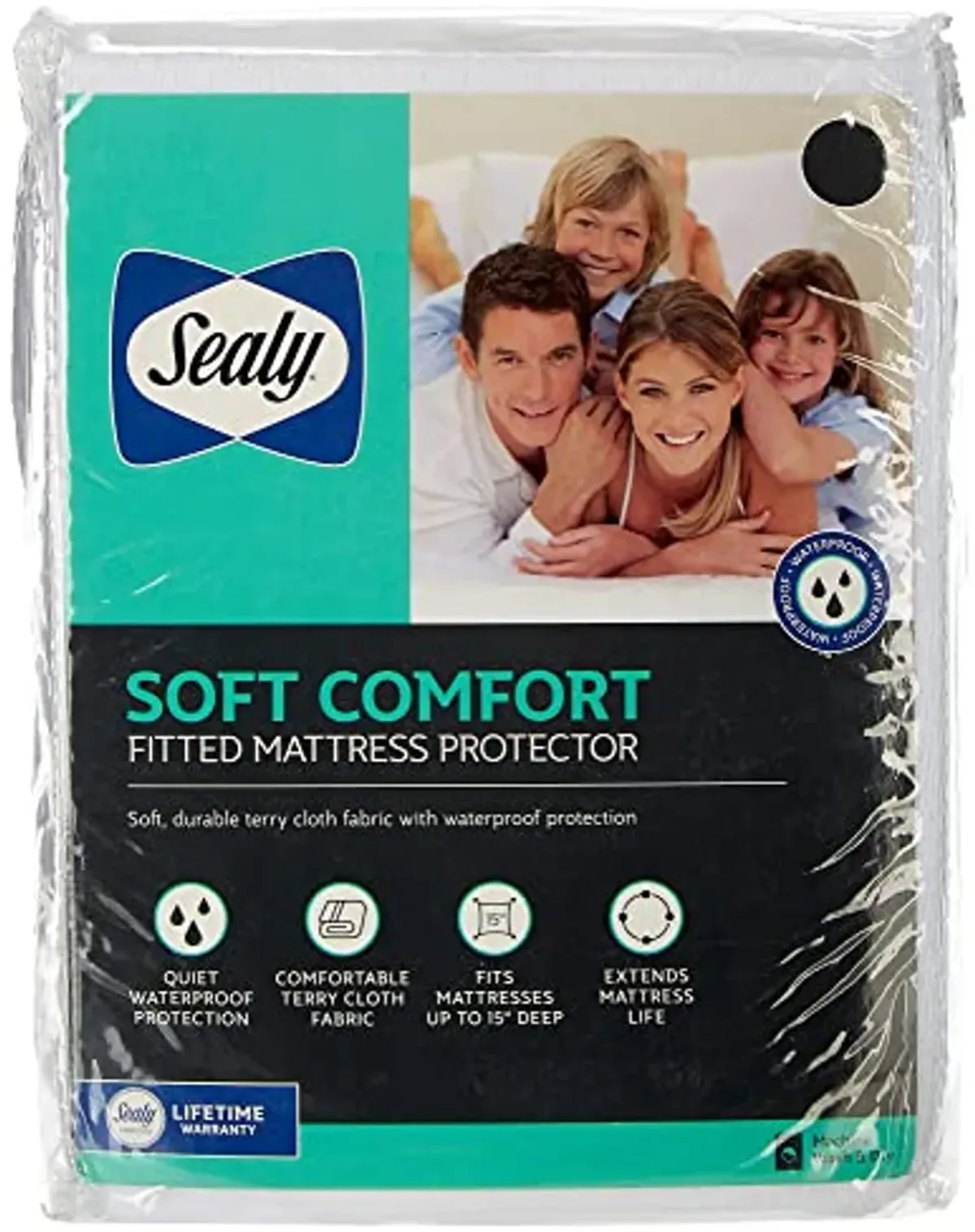 SEALY Soft Comfort Fitted Mattress Protector King White