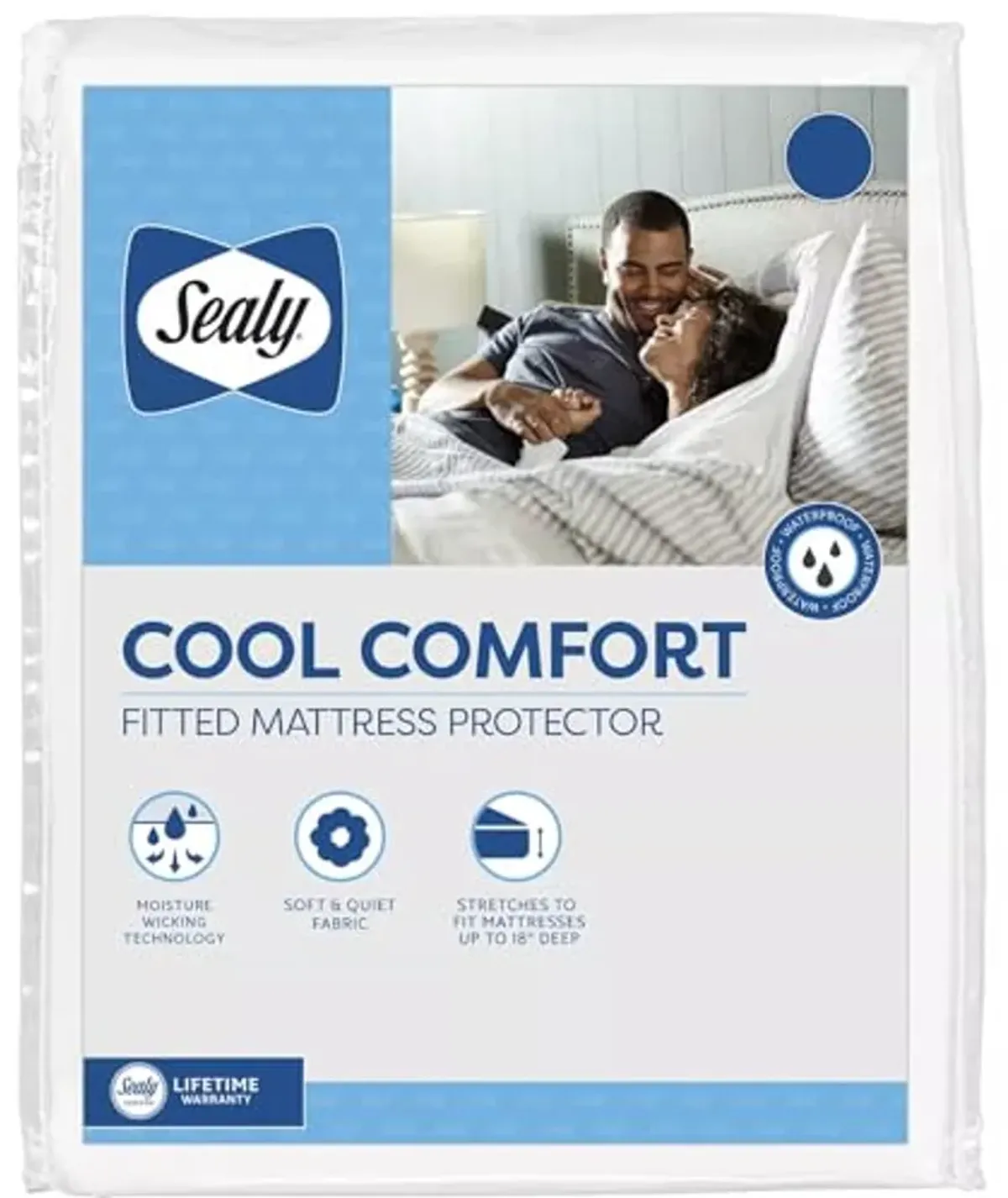 SEALY Cooling Comfort Fitted Mattress Protector Queen White