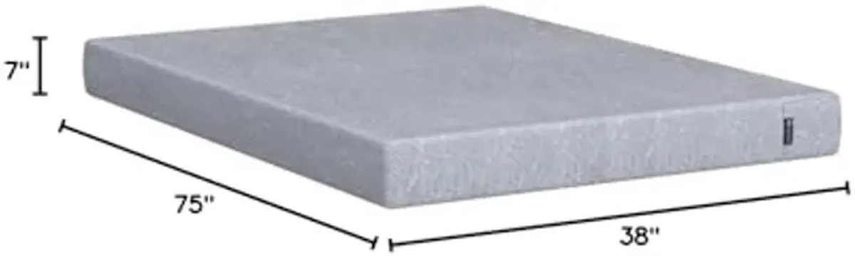 Serta - 7 inch Cooling Gel Memory Foam Mattress, Twin Size, Medium-Firm, Supportive, CertiPur-US Certified, 100-Night Trial, for Ewe - Grey