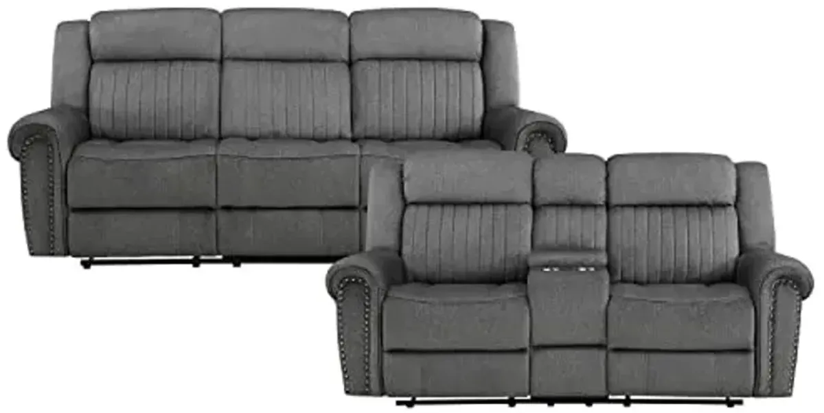 Lexicon Dakota 2-Piece Manual Reclining Living Room Set, Charcoal