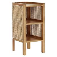 Manhattan Comforts Versailles Rattan Bedside End Accent Sofa Side Table for Living Room, Bedroom, Study and Home Office with 2 Shelf Storage, Set of 1, Natural