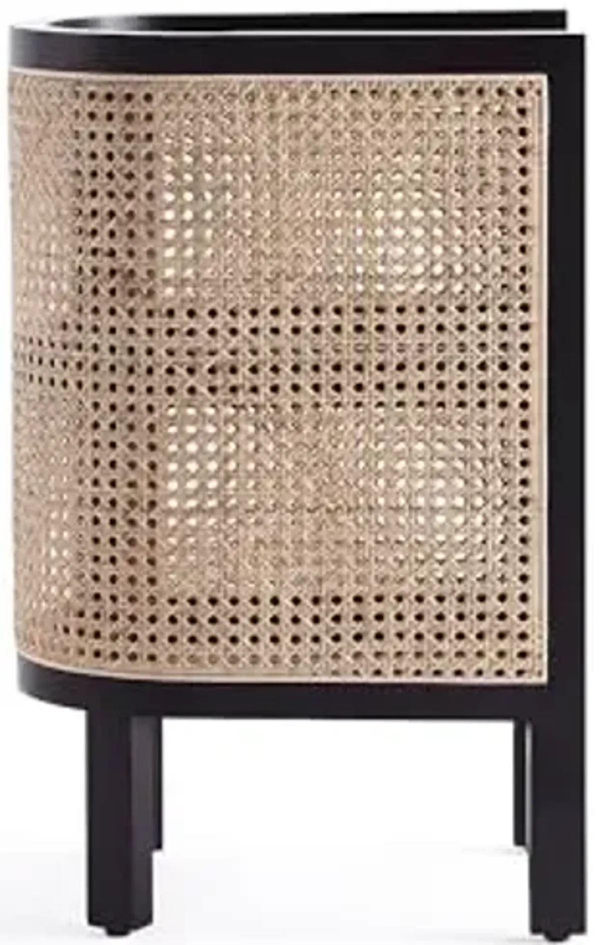 Manhattan Comfort Versailles Rattan Bedside End Table Accent Sofa Side Table for Living Room, Bedroom, Study and Home Office with 2 Shelf Storage, Set of 2, Black/Natural Cane