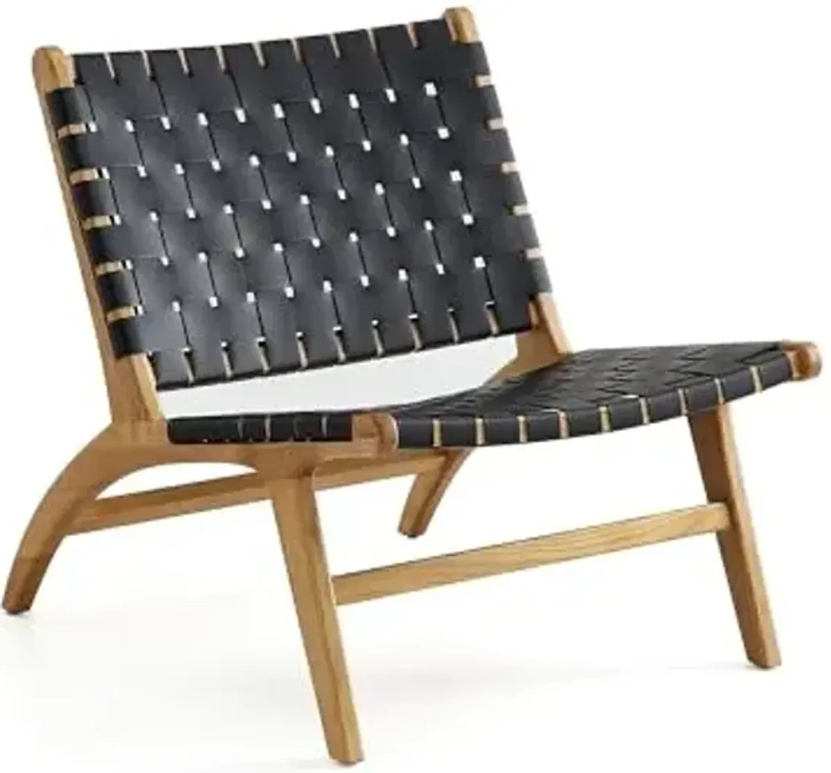 Manhattan Comfort Maintenon Modern Faux Leather Accent Chair with Solid Ashwood Legs, Modern Woven Design, Fully Assembled, Perfect for Living Room, Set of 2, Nature