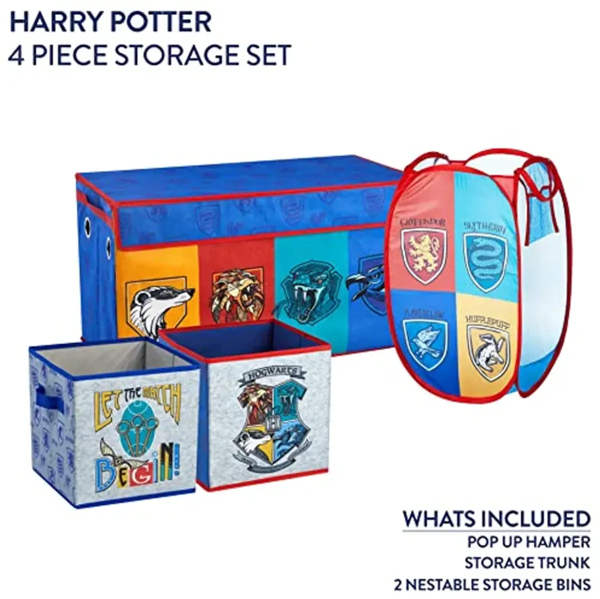 Harry Potter Room Storage Set, 2 Pack Cubes,Trunk and Pop Up Hamper