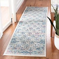SAFAVIEH Brentwood Collection 2' x 6' Ivory/Blue BNT869A Oriental Distressed Non-Shedding Entryway Foyer Living Room Bedroom Kitchen Runner Rug