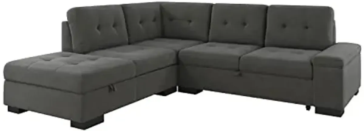 Lexicon Sectional Couches for Living Room, Sofa Bed, Sleeper Sofa, L Shaped Couch with Storage Chaise and Pull Out Couch Bed, Sectional Sleeper Sofa Bed for Living Room, Bedroom, Apartment, Dark Grey