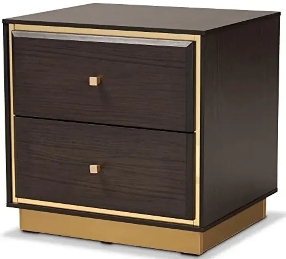 Baxton Studio Cormac Nightstands, Dark Brown/Gold
