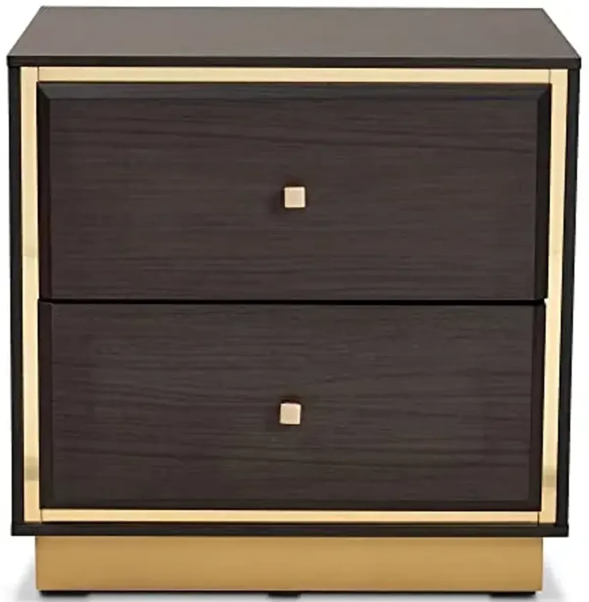 Baxton Studio Cormac Nightstands, Dark Brown/Gold