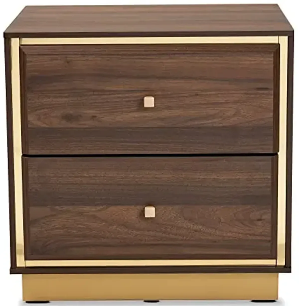 Baxton Studio Cormac Nightstands, Walnut Brown/Gold