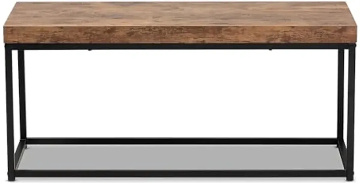 Baxton Studio Bardot Wood Bench, Walnut Brown and Black (207-12489-HiT)