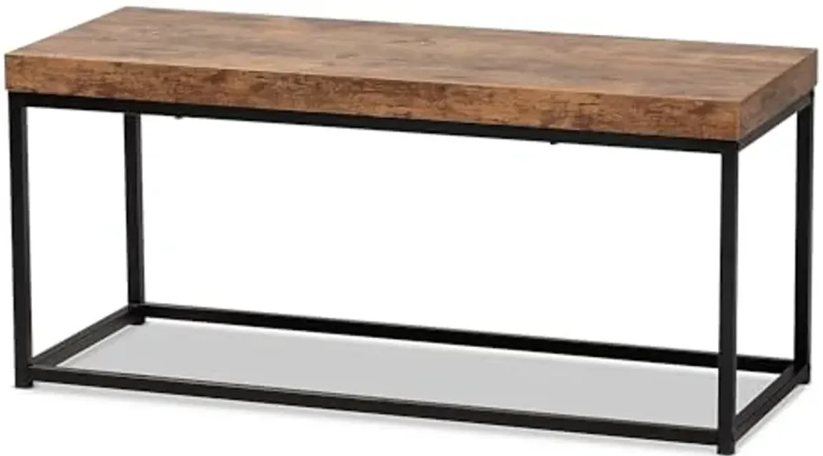 Baxton Studio Bardot Wood Bench, Walnut Brown and Black (207-12489-HiT)