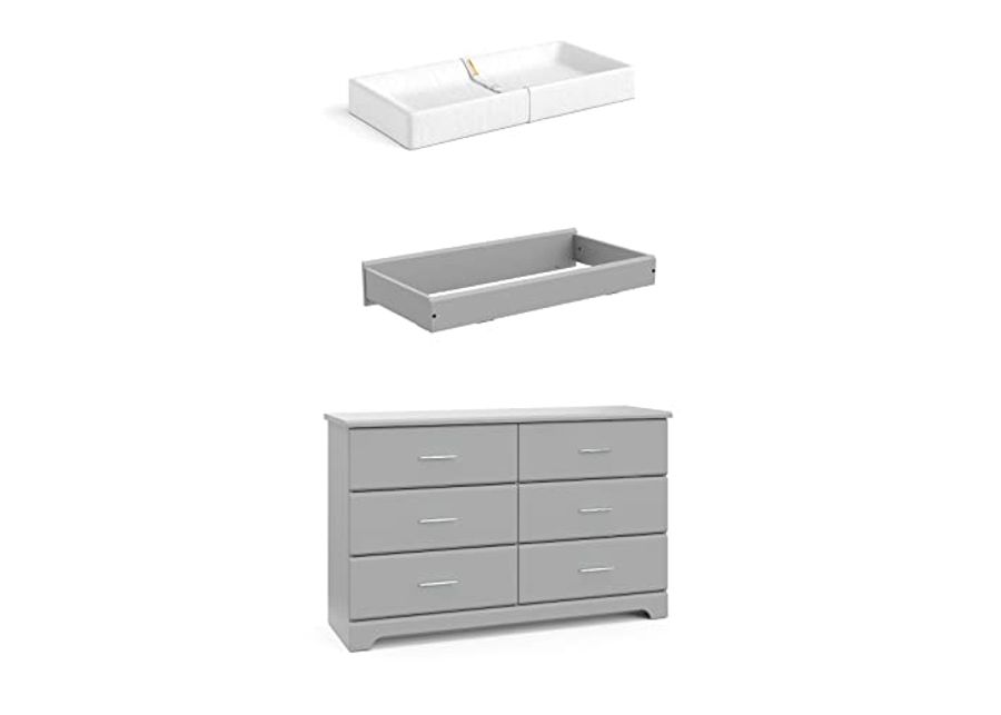 Storkcraft Brookside 6 Drawer Chest with Changing Topper and Change Pad - Pebble Gray