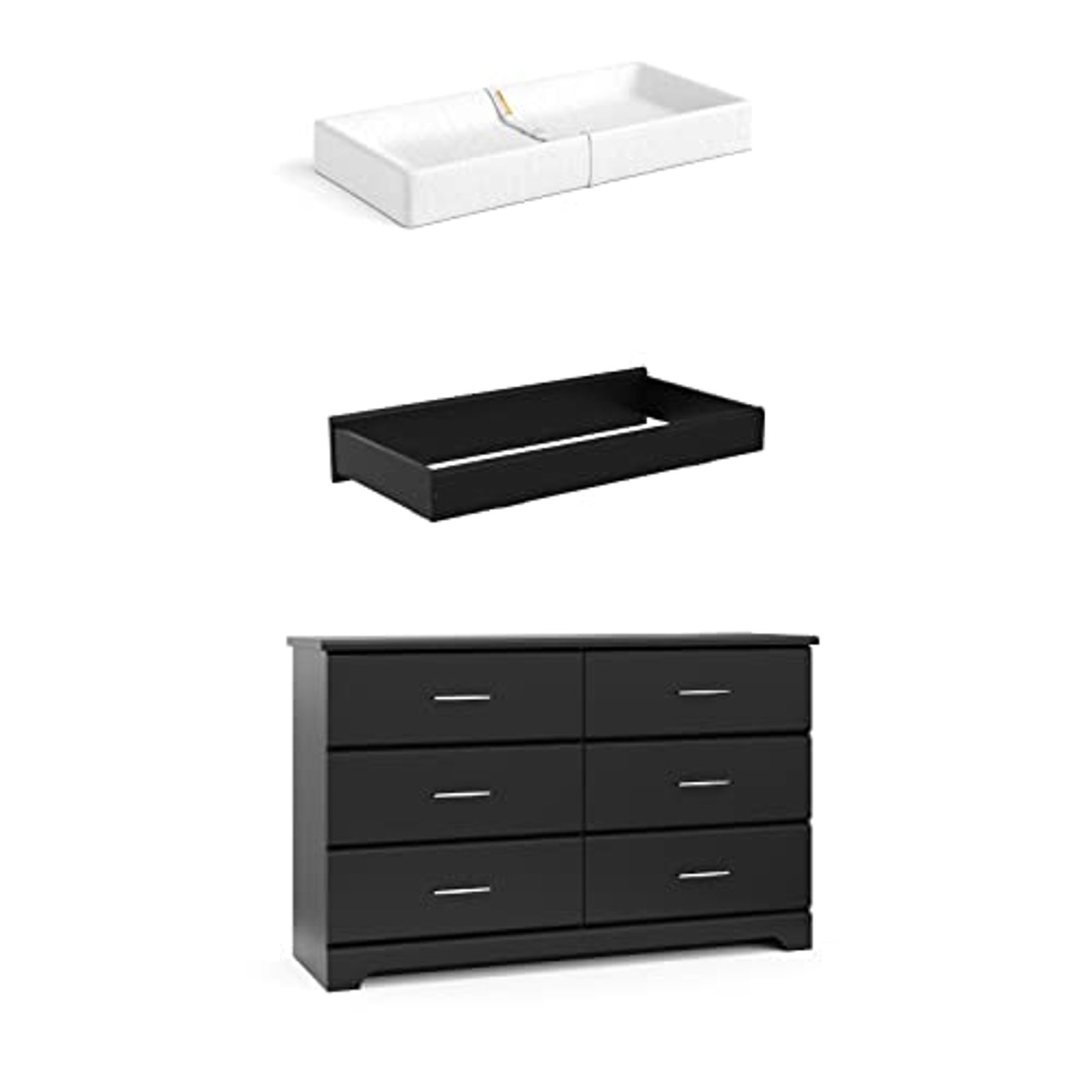 Storkcraft Brookside 6 Drawer Chest with Changing Topper and Change Pad - Black