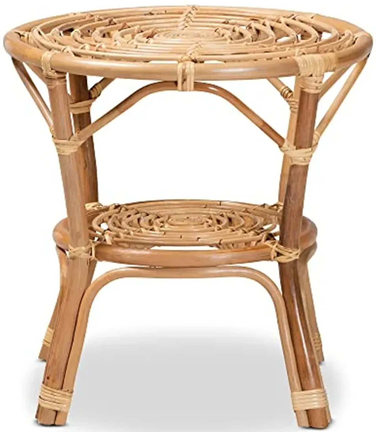 Baxton Studio Cariel Natural Rattan Coffee Table, 2-Tier