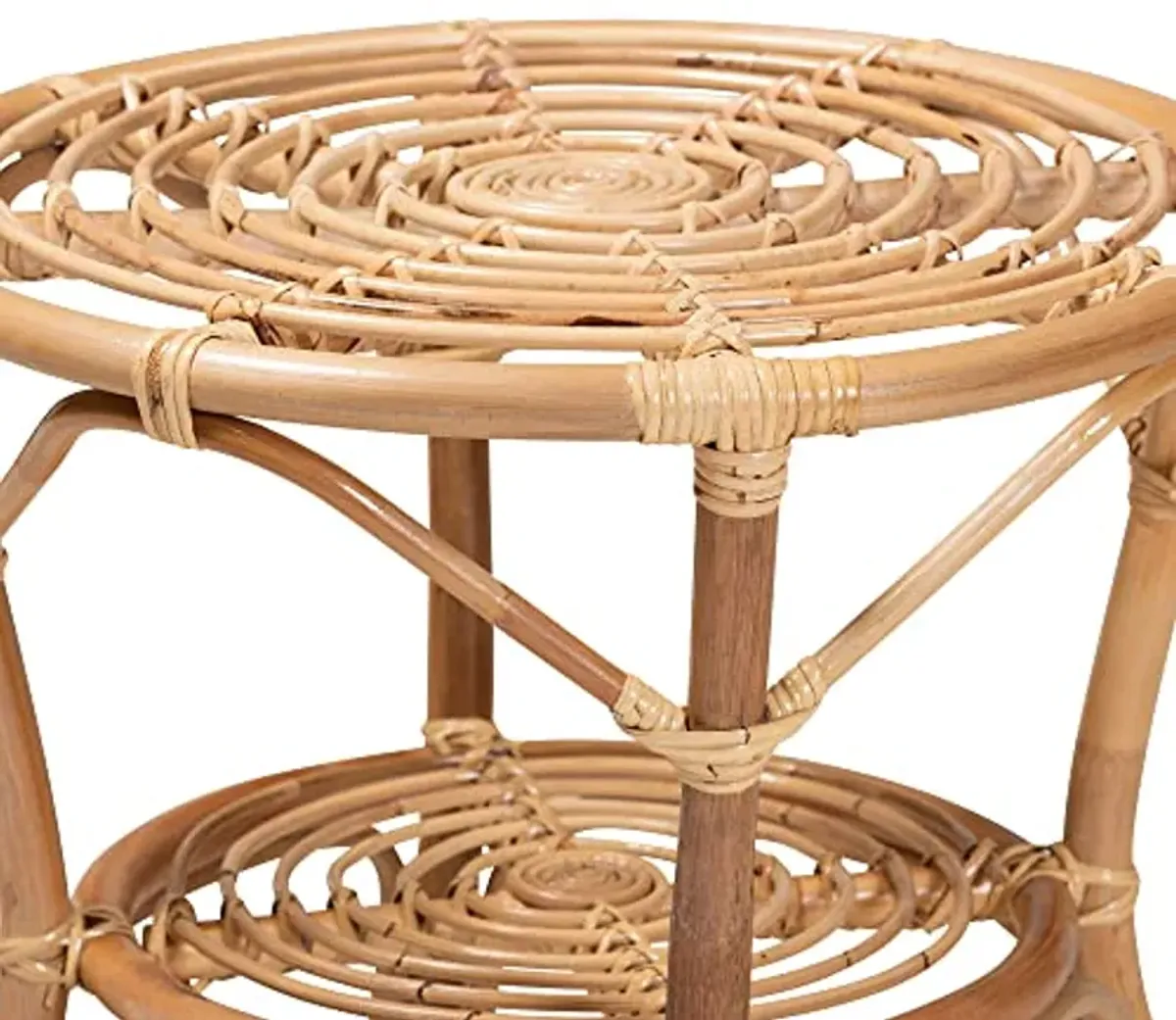 Baxton Studio Cariel Natural Rattan Coffee Table, 2-Tier