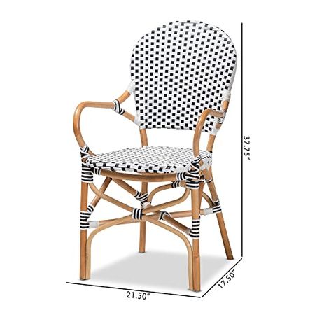 Baxton Studio Naila Dining Chairs, Indoor and Outdoor, Black/White/Brown