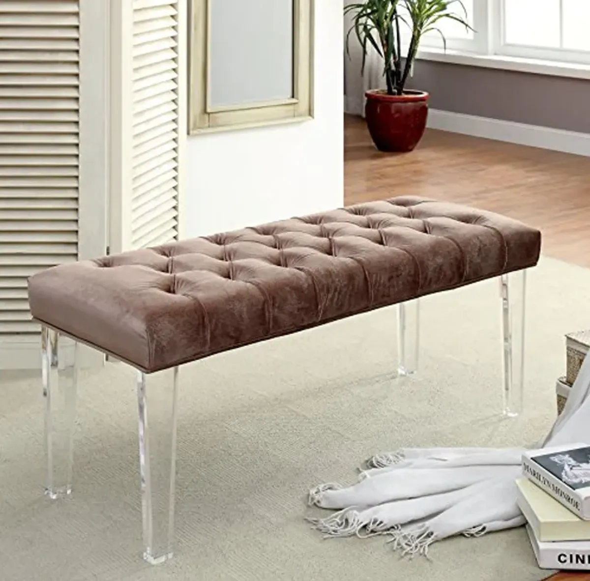 Wayborn Mahony Flannelette Brown Bench W48″ x H20″ x D18″