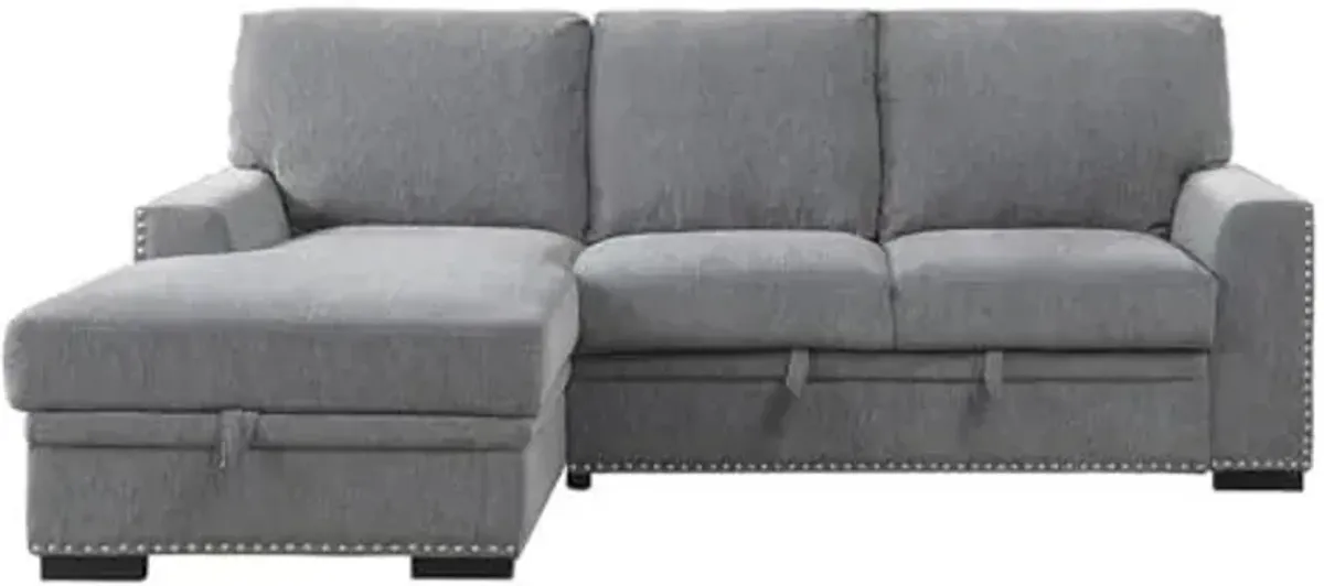 Lexicon Mulligan Sectional Sofa Sleeper, Left Chaise, Gray