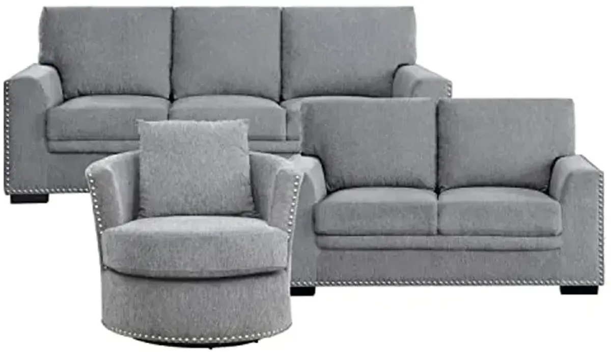 Lexicon Mulligan 3-Piece Living Room Set, Gray
