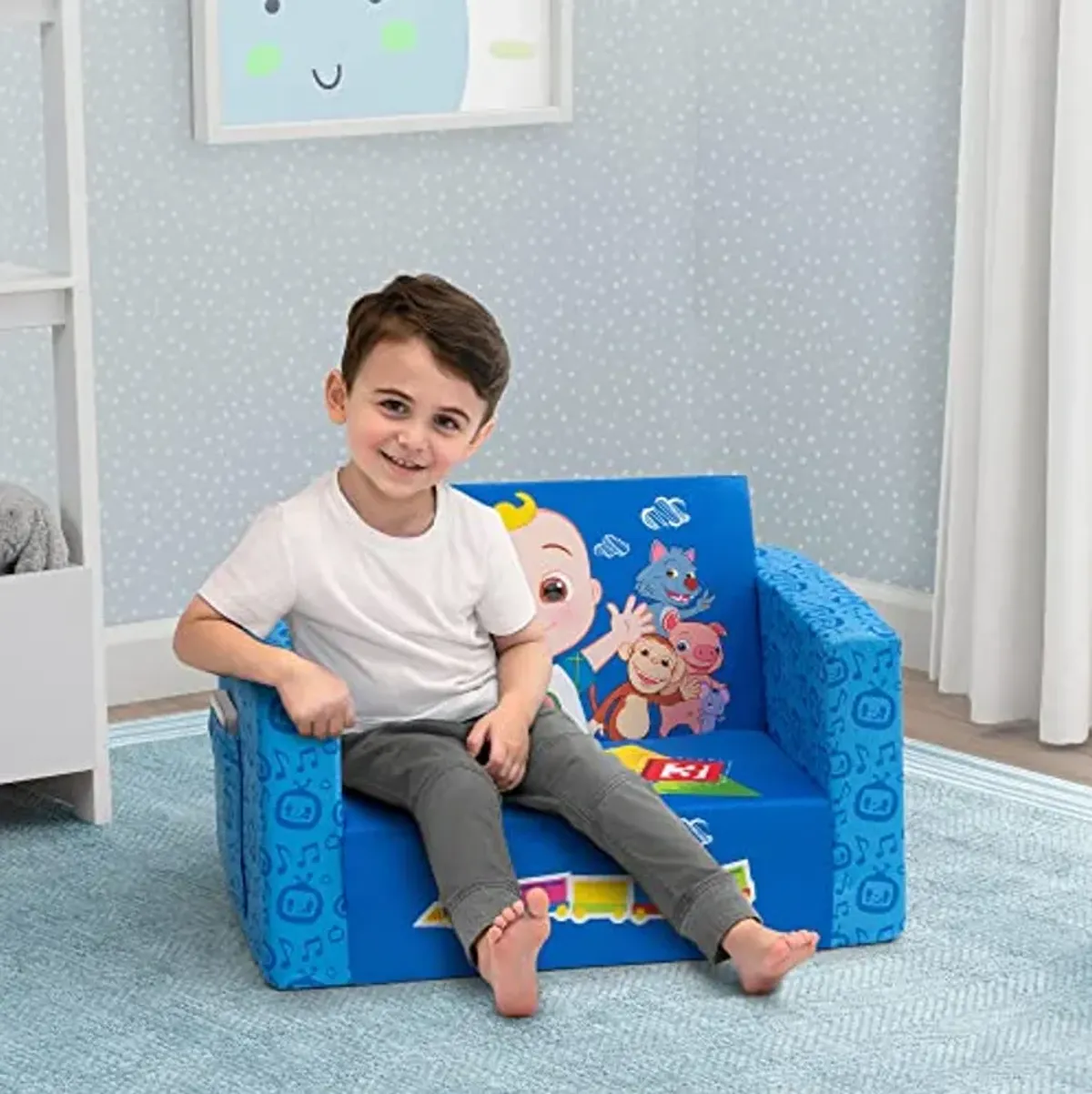 Delta Children CoComelon Cozee Flip-Out Chair - 2-in-1 Convertible Sofa to Lounger for Kids