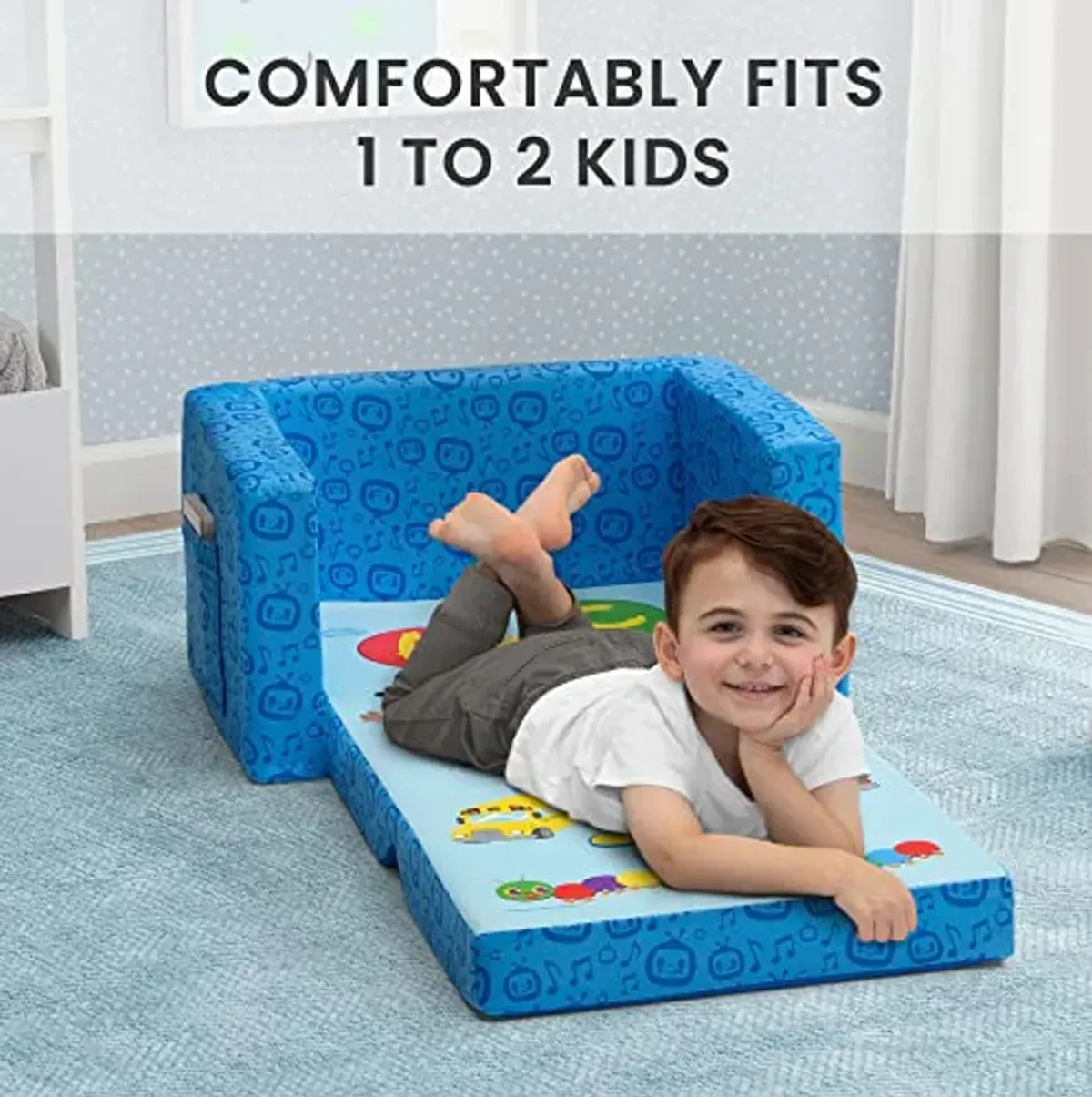 Delta Children CoComelon Cozee Flip-Out Chair - 2-in-1 Convertible Sofa to Lounger for Kids