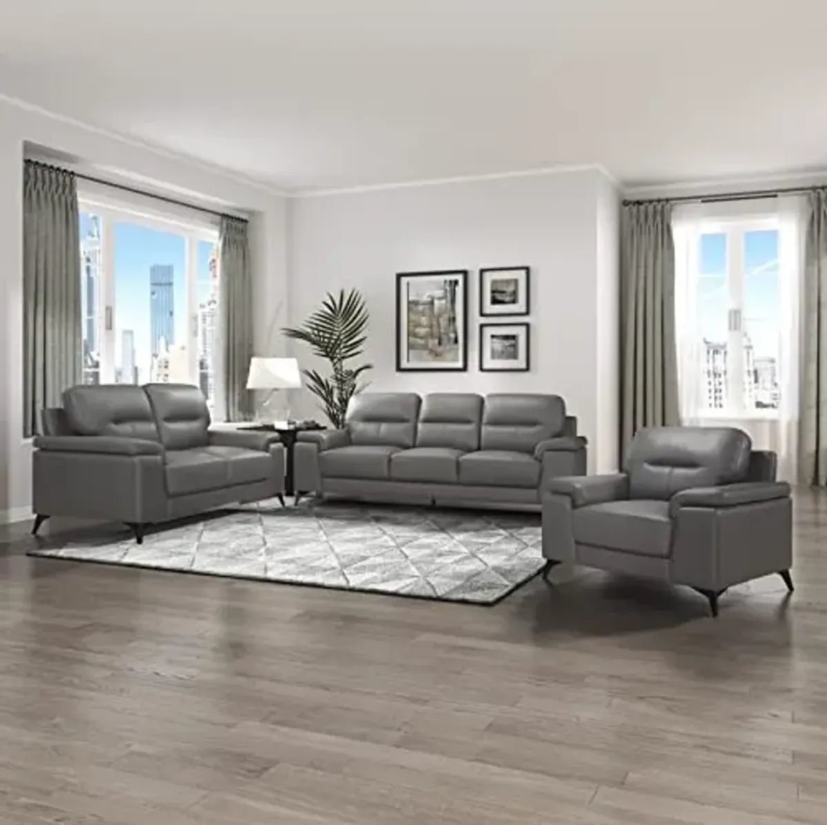Lexicon Iglesia 3-Piece Living Room Set, Dark Gray