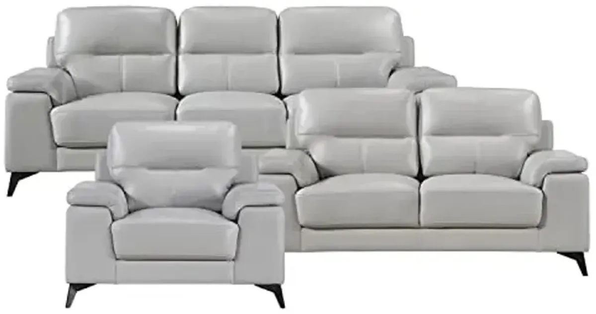 Lexicon Iglesia 3-Piece Living Room Set, Silver Gray