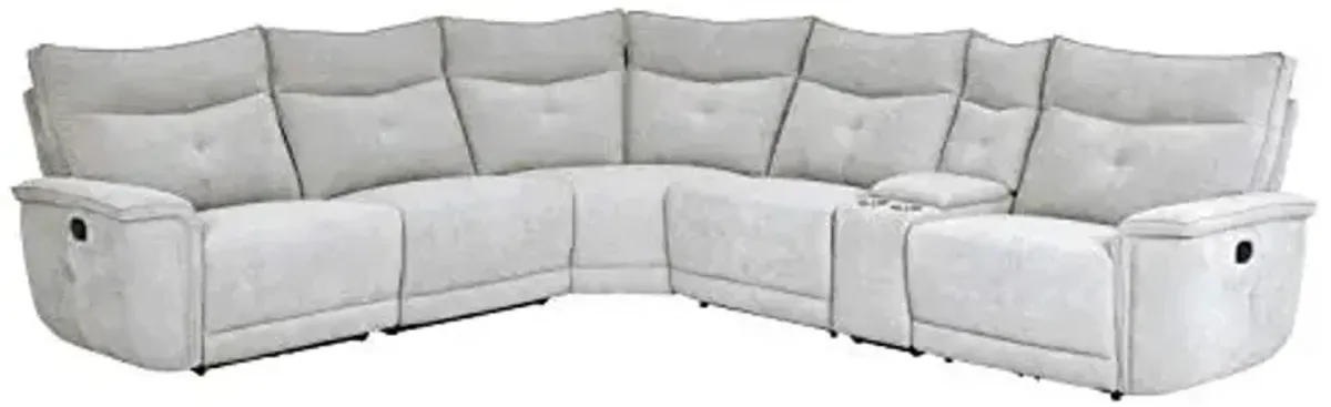 Lexicon Lacrosse Modular Manual Reclining Sectional, Dual-End Recliner, Mist Gray