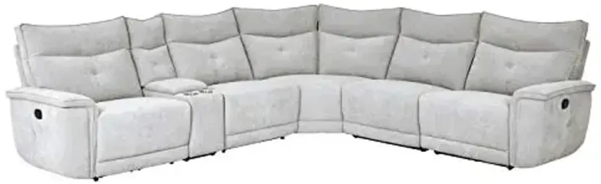 Lexicon Lacrosse Modular Manual Reclining Sectional, Dual-End Recliner, Mist Gray