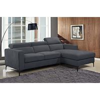 Trinton Stain-Resistant Fabric Sectional with Adjustable Headrests, Navy Blue