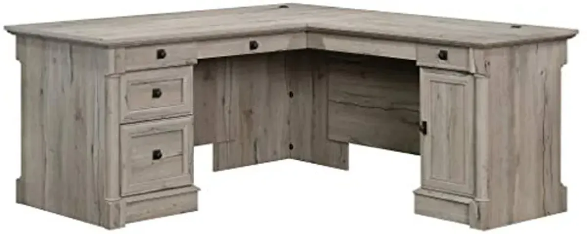 Sauder Palladia L-Shaped Desk (68.74" x 65.12" x 29.61") Palladia Lateral File (36.81" x 22.01" x 29.61") | Split Oak Finish