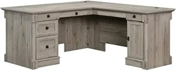 Sauder Palladia L-Shaped Desk (68.74" x 65.12" x 29.61") Palladia Lateral File (36.81" x 22.01" x 29.61") | Split Oak Finish