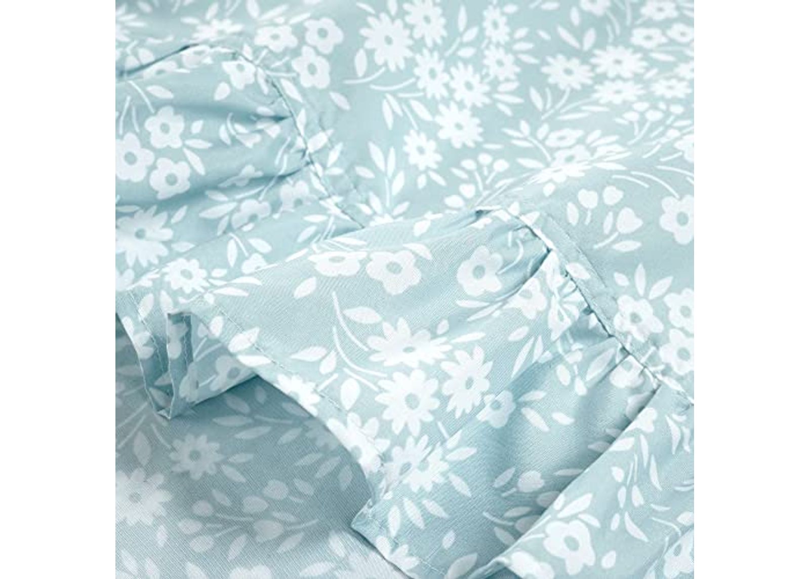 Lush Decor Garden of Flowers Ruffle 6 Piece Sheet Set, Queen, Blue