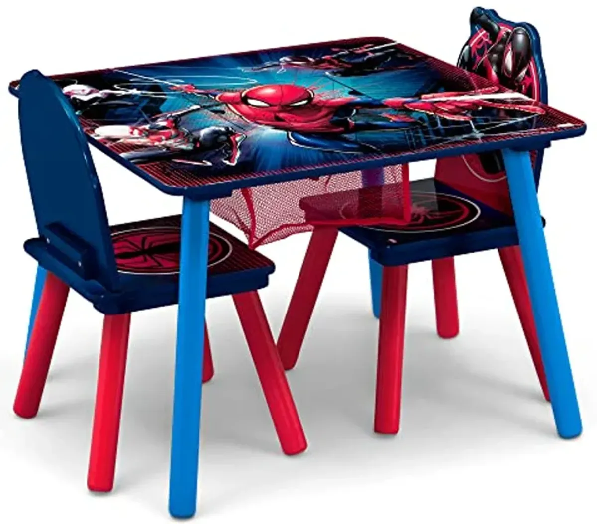 Delta Children Marvel Spider Man Kids Table Set with Storage (2 Chairs Included) Greenguard Gold Certified, Onesize, Blue/Red