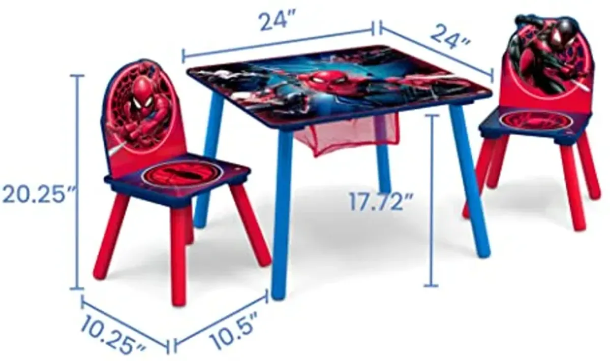 Delta Children Marvel Spider Man Kids Table Set with Storage (2 Chairs Included) Greenguard Gold Certified, Onesize, Blue/Red