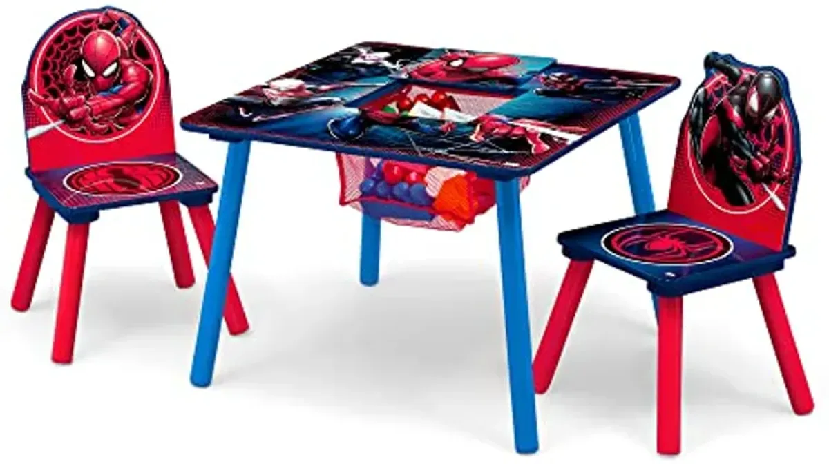 Delta Children Marvel Spider Man Kids Table Set with Storage (2 Chairs Included) Greenguard Gold Certified, Onesize, Blue/Red