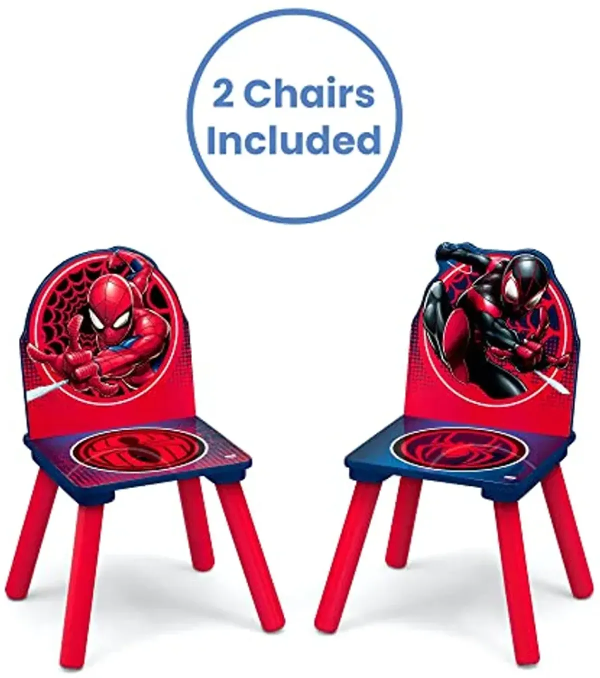 Delta Children Marvel Spider Man Kids Table Set with Storage (2 Chairs Included) Greenguard Gold Certified, Onesize, Blue/Red