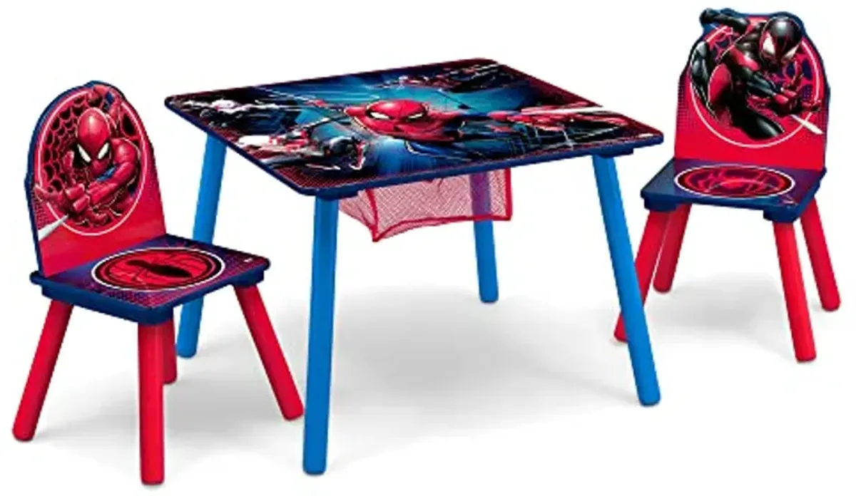 Delta Children Marvel Spider Man Kids Table Set with Storage (2 Chairs Included) Greenguard Gold Certified, Onesize, Blue/Red