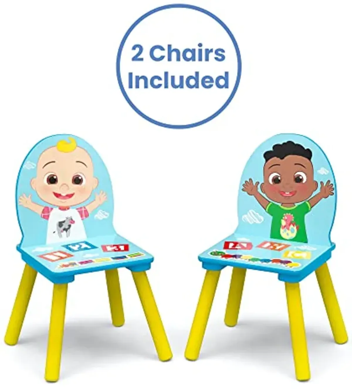 Delta Children Kids Table and Chair Set with Storage (2 Chairs Included) - Greenguard Gold Certified - Ideal for Arts & Crafts, Snack Time, Homeschooling, Homework & More, CoComelon