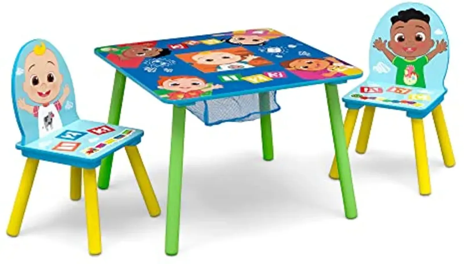 Delta Children Kids Table and Chair Set with Storage (2 Chairs Included) - Greenguard Gold Certified - Ideal for Arts & Crafts, Snack Time, Homeschooling, Homework & More, CoComelon