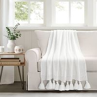 Lush Decor Boho Knitted Tassel Throw Blanket, 60" x 50", White
