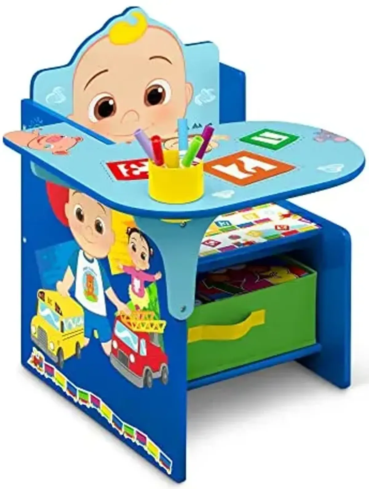 Delta Children Chair Desk with Storage Bin - Greenguard Gold Certified, CoComelon