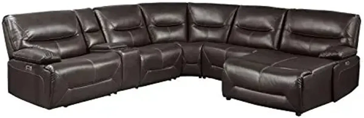 Lexicon Jenkins Power Wall-Hugger Reclining Sectional Sofa, Right Chaise, Brown