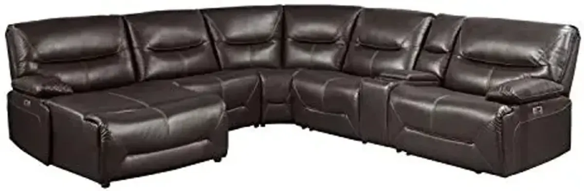 Lexicon Jenkins Power Wall-Hugger Reclining Sectional Sofa, Left Chaise, Brown